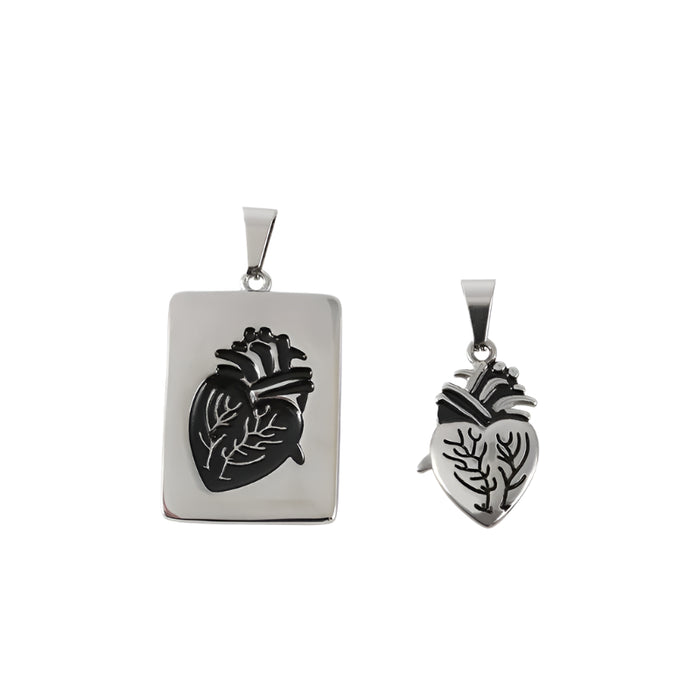 Silver Heart Matching Puzzle Pendant Couple Necklace On Sale