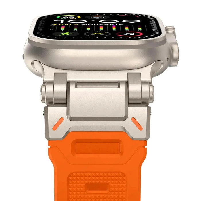 Starlight Orange 316L Stainless Steel Connectors Adjustable Loop Rugged Sports Bands For Apple Watch Strap Series 42mm, 44mm, 45mm, 46mm, 49mm On Sale
