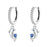 Elegant Sparkling Blue Heart Dolphin Ocean-Inspired 925 Sterling Silver Hoop Earrings On Sale