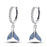 Whale Tail Elegant Ocean-Inspired 925 Sterling Silver Hoop Earrings Optional Luminous Accent On Sale