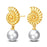Gold Seashell And Pearl Elegant Ocean-Inspired 925 Sterling Silver Dangle Earrings On Sale