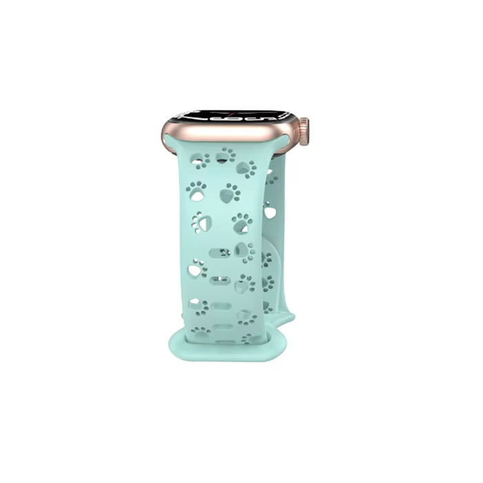 Lake Green Animal Paws Hollow-out Design Silicone Strap for Apple Watch Band Ultra 2, Series 10, 9, SE, 8, 7, 6, 5 On Sale