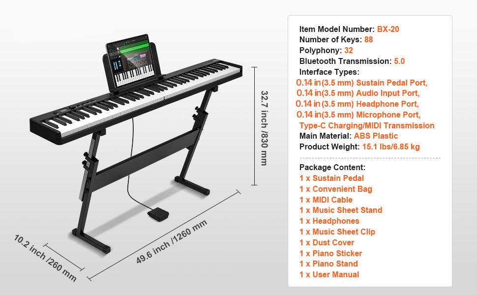 88 Keys Portable Folding Digital Piano Set With Sustain Pedal On Sale