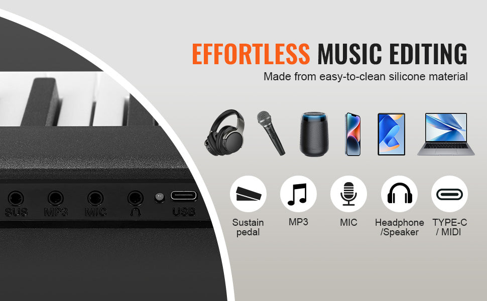 88 Keys Portable Folding Digital Piano Set With Sustain Pedal On Sale