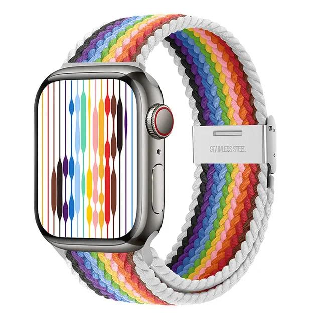 Pride Edition White Stretchable Braided Loop Apple Watch Bracelet For iWatch Series On Sale