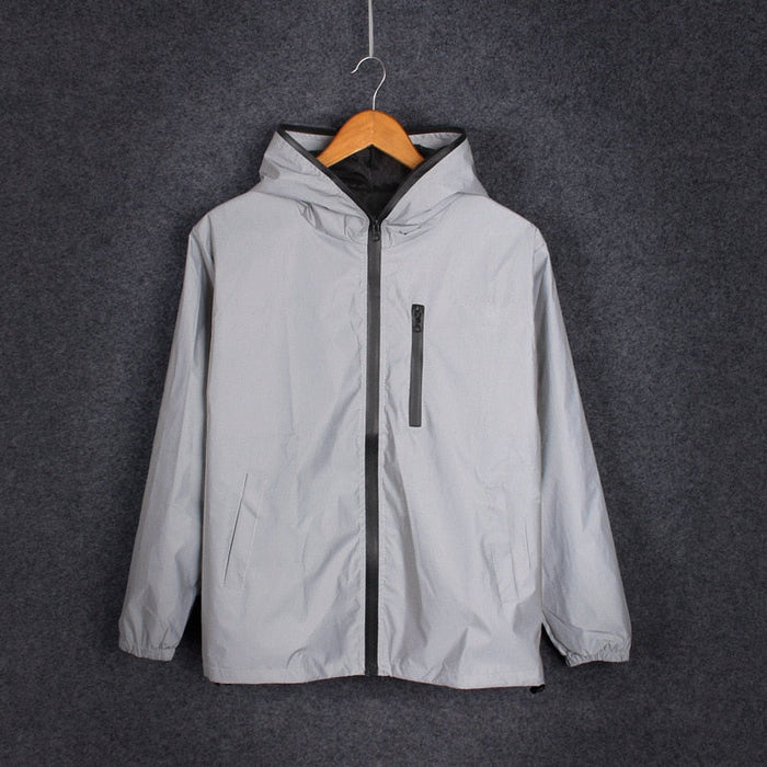 Reflective Cycling Hooded Windbreaker Jacket On Sale