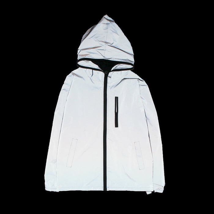 Reflective Cycling Hooded Windbreaker Jacket On Sale