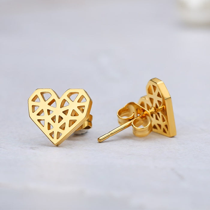 Origami Gold Heart Earrings On Sale