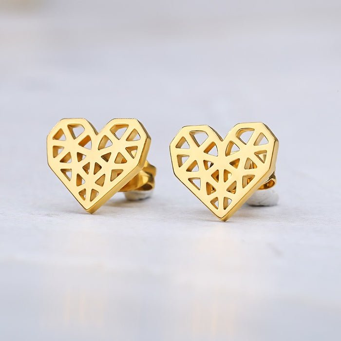 Origami Gold Heart Earrings On Sale