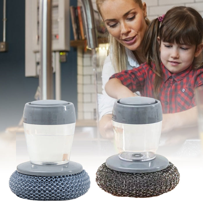 Soap Dispensing Pot Cleaning Scrubber Brush On Sale