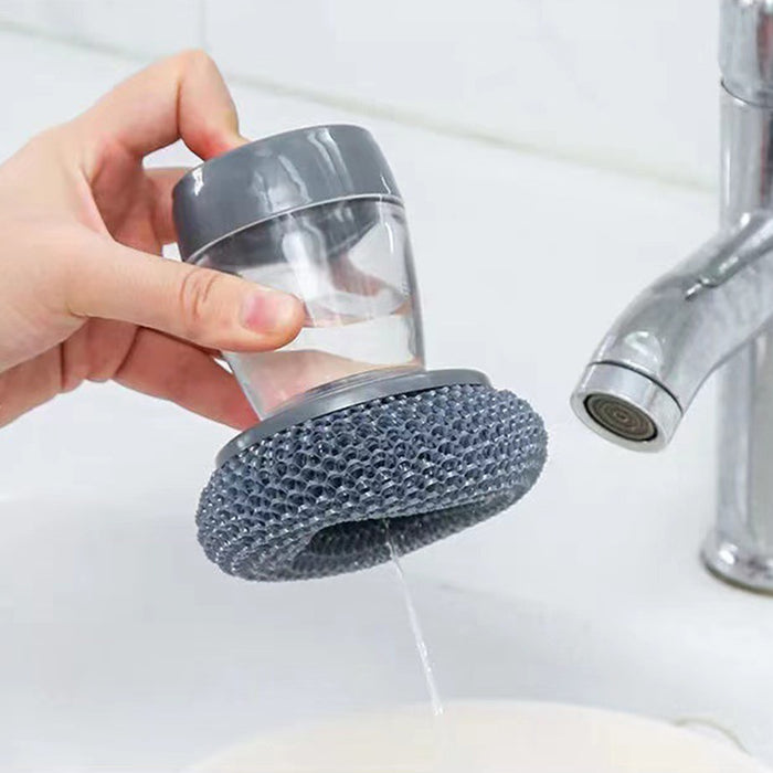 Soap Dispensing PET Pot Cleaning Scrubber Brush On Sale