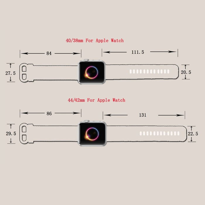 Size Of Watch Bands for Apple Watch Series 38mm, 40mm, 41mm, 42mm, 44mm, 45mm, 46mm, 49mm