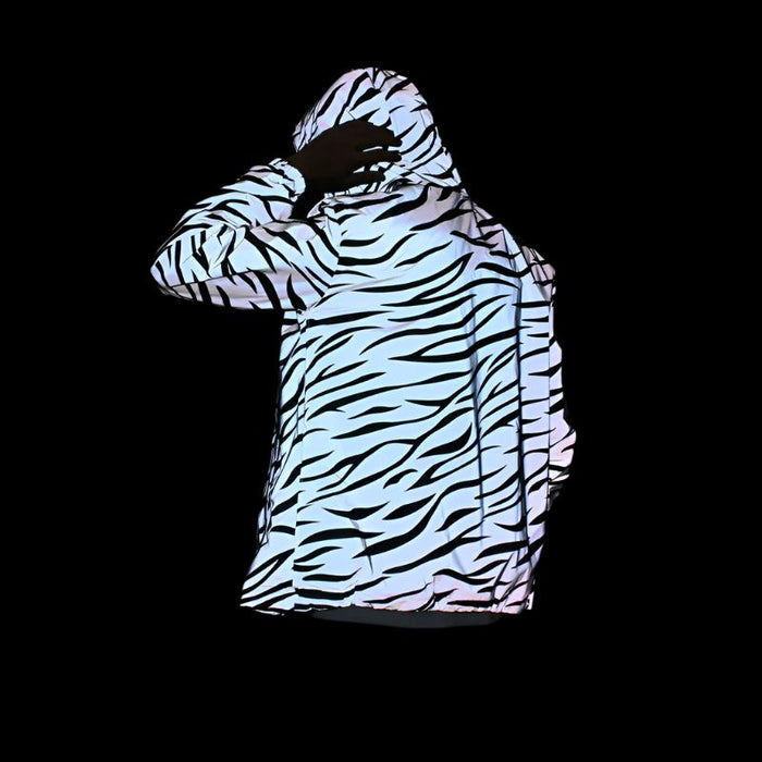 Zebra Stripes Reflective Cycling Windbreaker Jacket On Sale