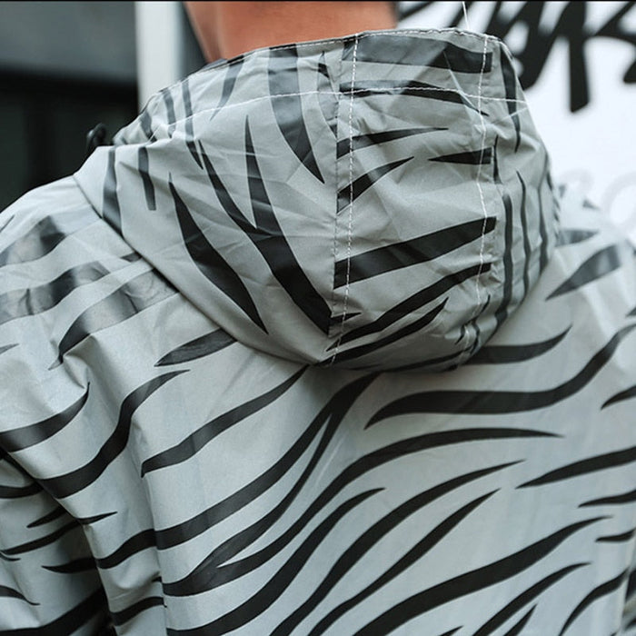 Zebra Stripes Reflective Cycling Windbreaker Jacket On Sale