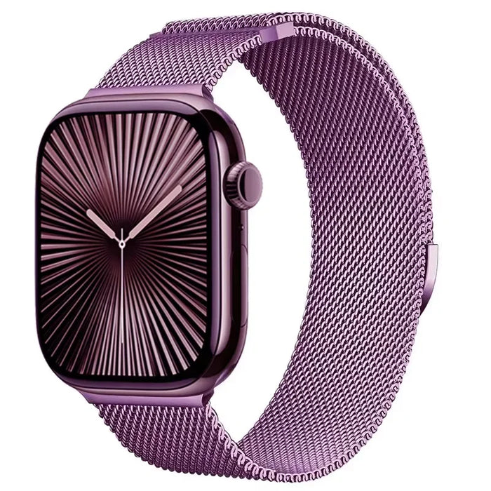 Purple Stainless Steel Mesh Watch Band With Magnetic Clasp For Apple Watch Band 38mm, 40mm, 41mm, 42mm, 44mm, 45mm, 46mm, 49mm On Sale