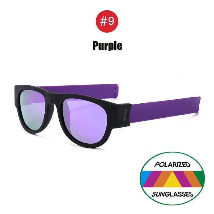 Purple Polarized Mirrored Lens Shapeable Slap-on Sunglasses On Sale