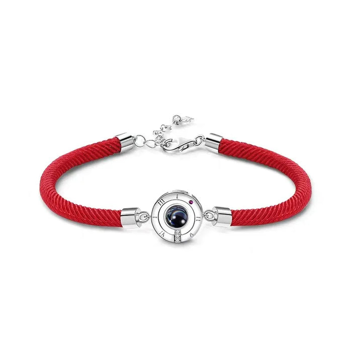 I Love You in 100 Languages Projection Red Silver Bracelet On Sale