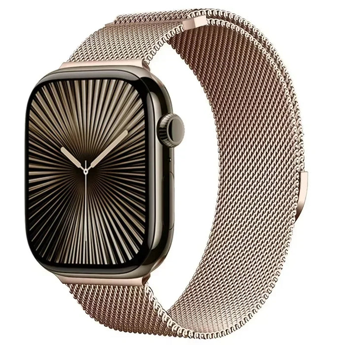 Vintage Gold Color Stainless Steel Mesh Watch Band With Magnetic Clasp For Apple Watch Band 38mm, 40mm, 41mm, 42mm, 44mm, 45mm, 46mm, 49mm On Sale