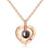 I Love You in 100 Languages Projection Necklace Pendant In Heart Shape Rose Gold On Sale
