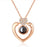 I Love You in 100 Languages Projection Necklace Pendant In Heart Shape Gold On Sale