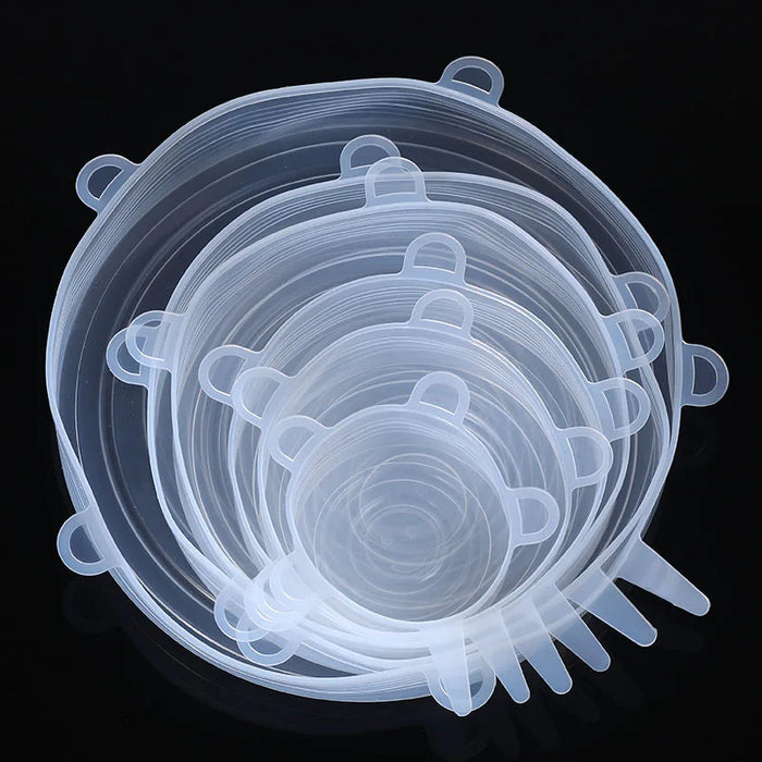 6 Pieces Per Set White Round Reusable Silicone Stretch Lids – Airtight Food Cover Set for Bowls, Fruits and Containers On Sale