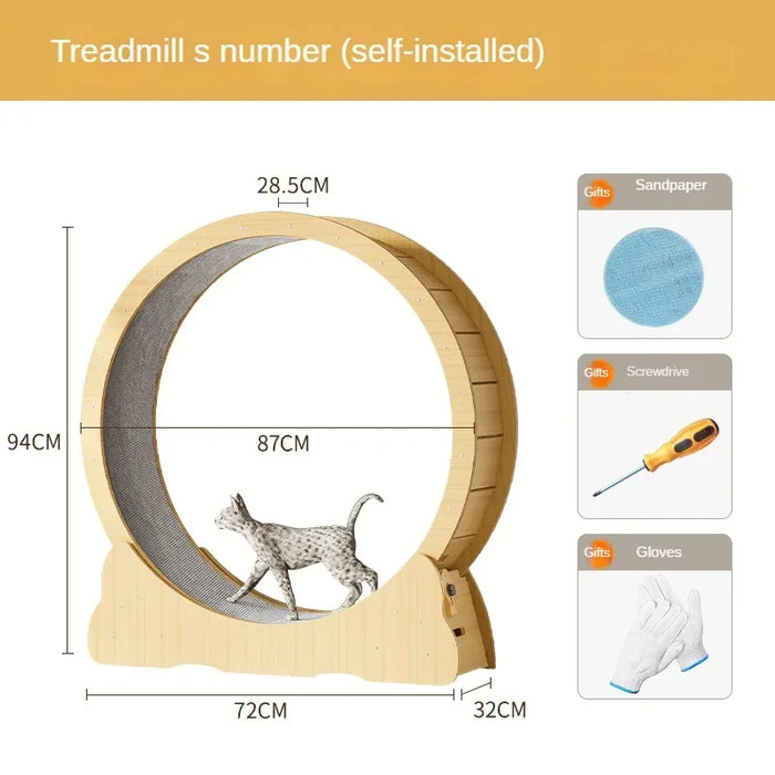 Exercise Wheel Indoor Silent Treadmill Made of Natural Solid Wood For Cats Or Small Dogs