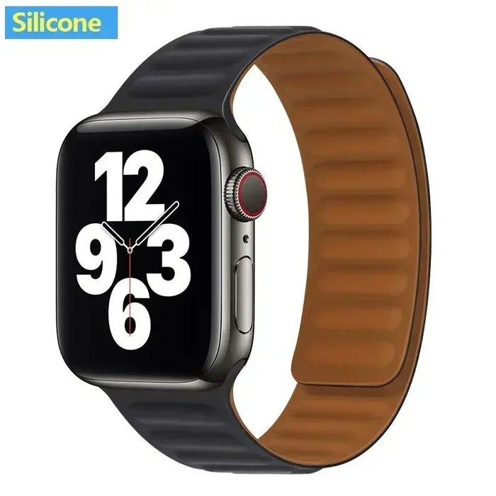 Black Silicone Link Magnetic Loop Apple Watch Band On Sale