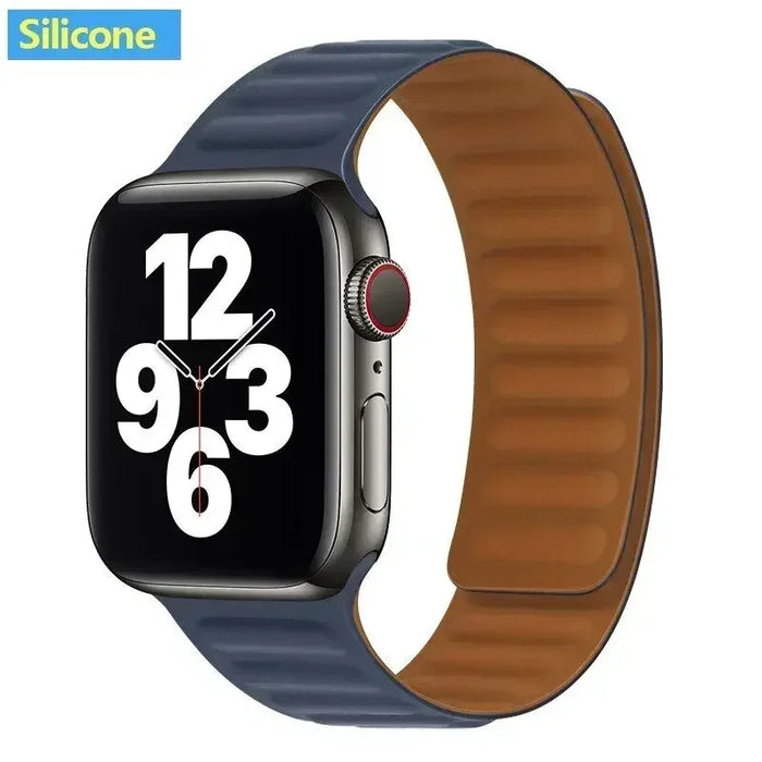 Dark Blue Silicone Link Magnetic Loop Apple Watch Band On Sale