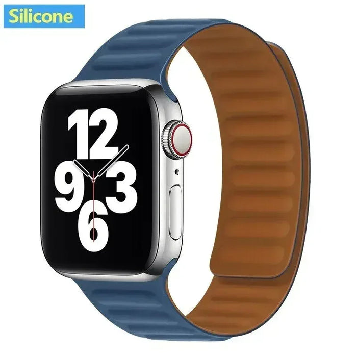 Midnight Blue Silicone Link Magnetic Loop Apple Watch Band On Sale