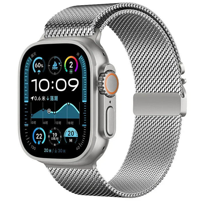 Silver Color Milanese loop Apple Watch Strap For iWatch Ultra 2, Series 10, 9, 8, 7, 6, 5, SE, 4, 3 On Sale