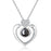 I Love You in 100 Languages Projection Necklace Pendant In Heart Shape Silver On Sale