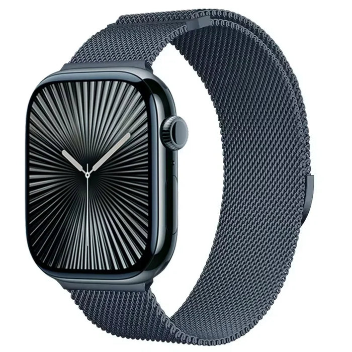 Space Gray Stainless Steel Mesh Watch Band With Magnetic Clasp For Apple Watch Band 38mm, 40mm, 41mm, 42mm, 44mm, 45mm, 46mm, 49mm On Sale