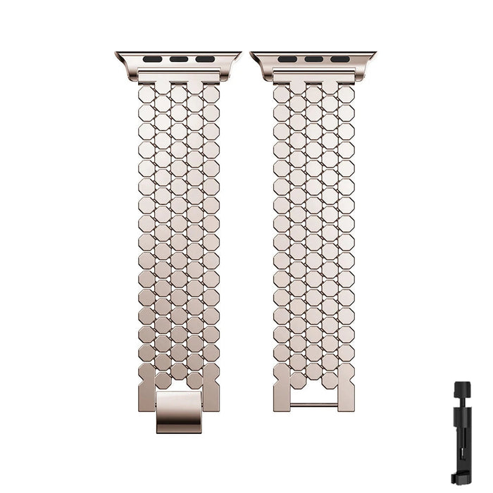 Starlight Honeycomb Metal Alloy Link Watch Band For Apple Watch Series 10, 9, 8, 7, 6, SE, 5, 4, 3 On Sale