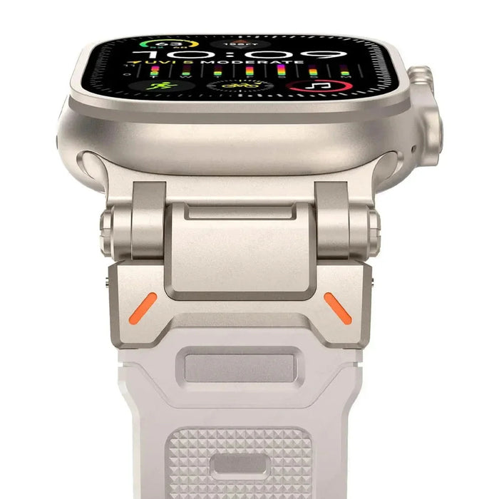 Starlight Titanium 316L Stainless Steel Connectors Adjustable Loop Rugged Sports Bands For Apple Watch Strap Series 42mm, 44mm, 45mm, 46mm, 49mm On Sale