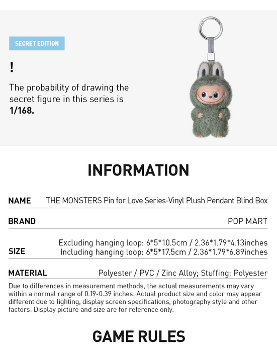 THE MONSTERS Pin For Love Series Labubu Vinyl Plush Pendant Dolls Blind Box Collection On Sale