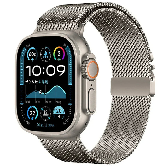 Titanium Color Milanese loop Apple Watch Strap For iWatch Ultra 2, Series 10, 9, 8, 7, 6, 5, SE, 4, 3 On Sale