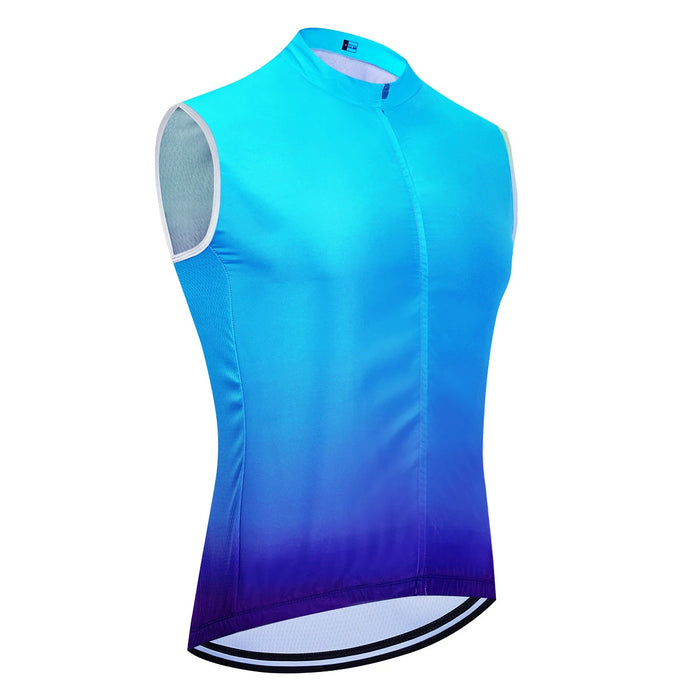 Plain Blue Sleeveless Cycling Jersey – Breathable Quick-Dry Bike Shirt with Full Zip for Road Cycling and Training On Sale