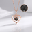 I Love You in 100 Languages Projection Necklace Pendant With Heart Shape Design In Rose Gold On Sale
