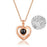 I Love You in 100 Languages Projection Necklace Pendant With Heart Shape Design In Rose Gold On Sale