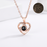 I Love You in 100 Languages Projection Necklace Pendant With Heart Shape Design In Rose Gold On Sale