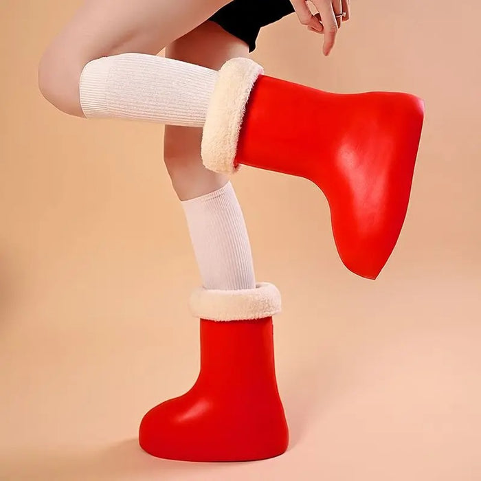 Astro Boy Style Red Plus Velvet Cartoonishly Rain Boots On Sale