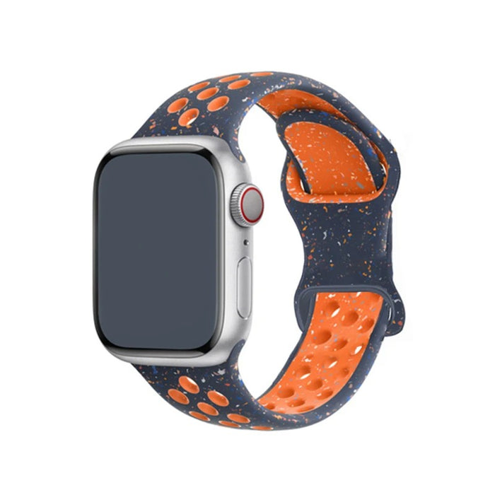 Blue Orange Flame Athletic Sport Silicone Watch Band for Apple Watch  On Sale