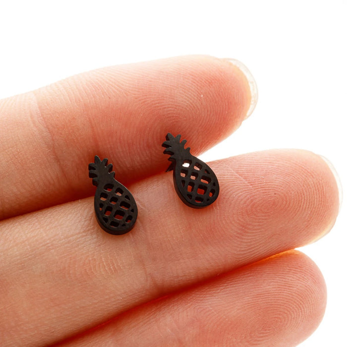 Black Pineapple Stud Earrings On Sale