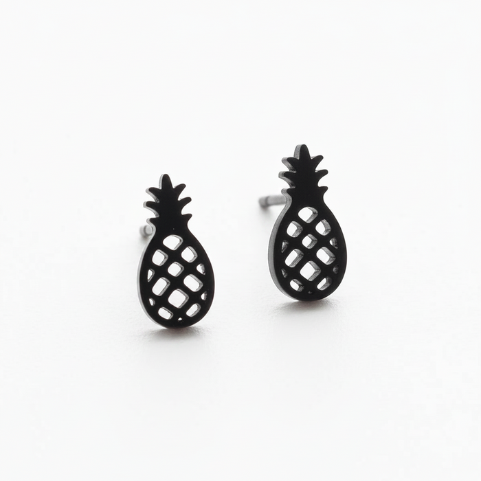 Black Pineapple Stud Earrings On Sale