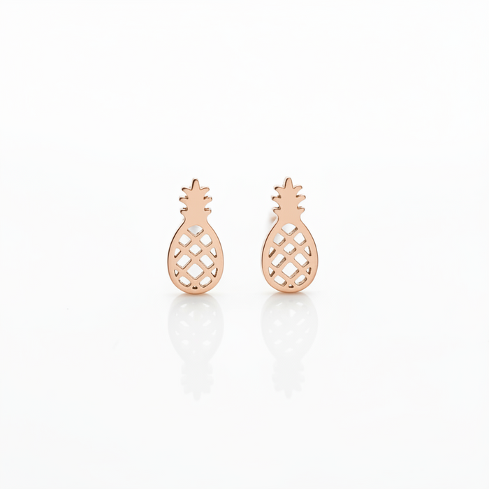 Rose Gold Pineapple Stud Earrings On Sale