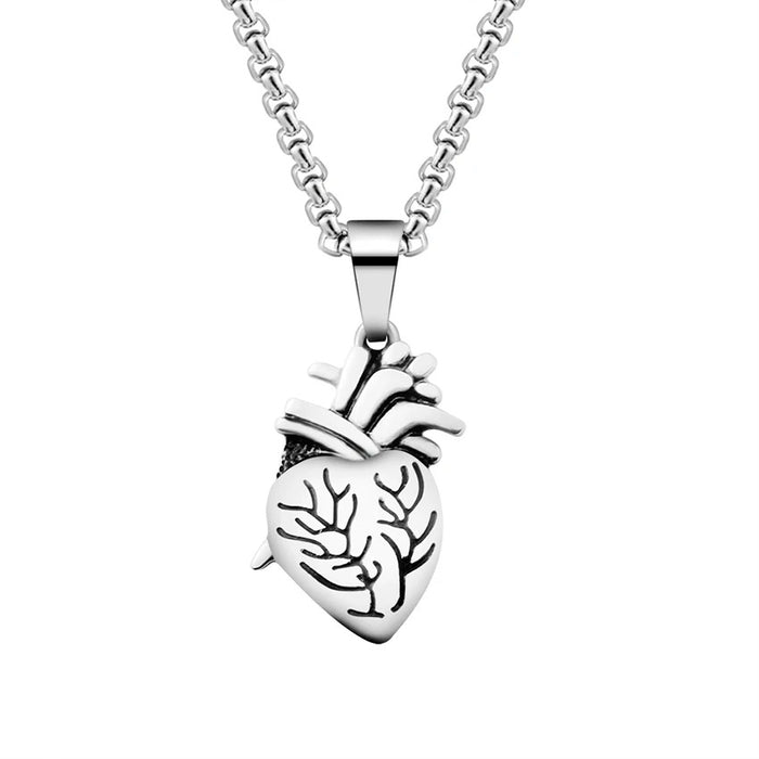 Silver Anatomical Heart Puzzle Couple Necklace On Sale