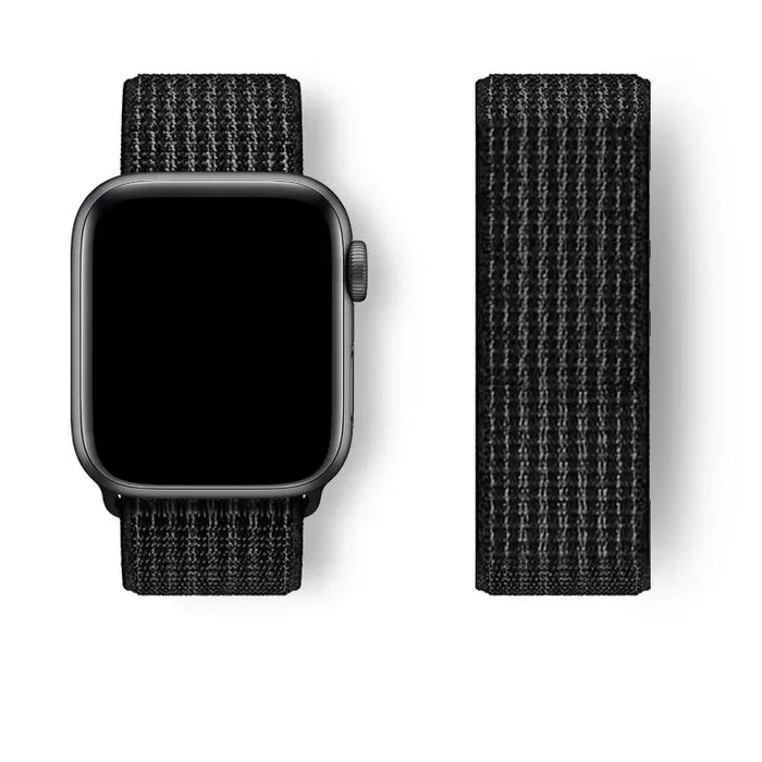 White Black Nylon Watch Straps Collection For Apple Watch 38mm, 40mm, 41mm, 42mm, 44mm, 46mm, 45mm, 49mm On Sale
