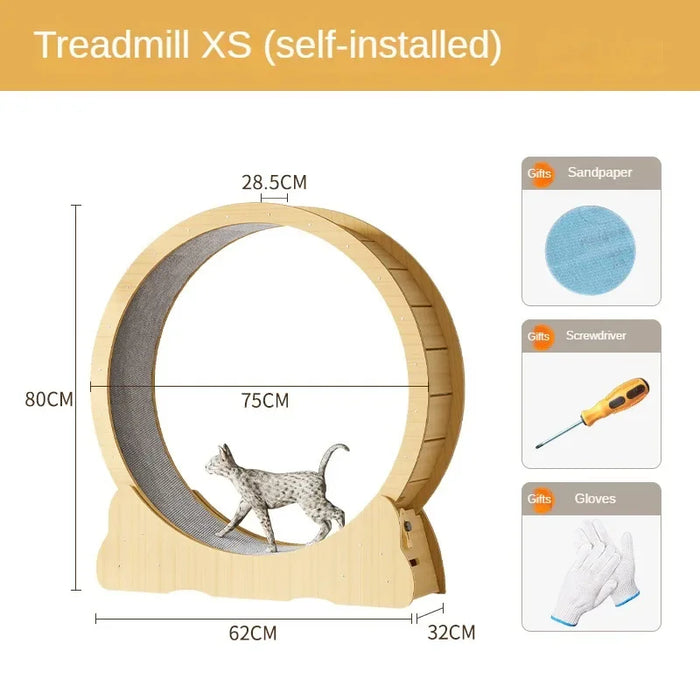 Exercise Wheel Indoor Silent Treadmill Made of Natural Solid Wood For Cats Or Small Dogs