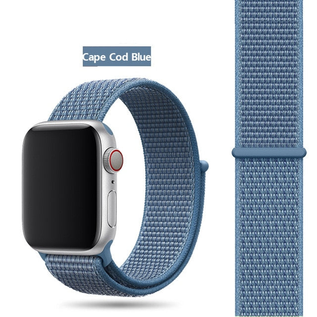 Cape Code Blue Nylon Sport Loop Watch Band For Apple iWatch Straps 38mm, 40mm, 41mm, 42mm, 44 mm, 45mm, 46mm, 49mm On Sale