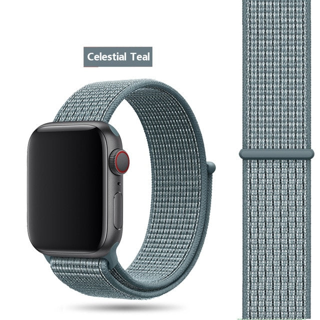 Celestial Teal Nylon Sport Loop Watch Band For Apple iWatch Straps 38mm, 40mm, 41mm, 42mm, 44 mm, 45mm, 46mm, 49mm On Sale